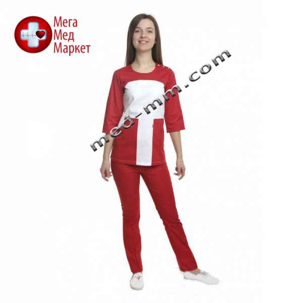 Купить Медицинский костюм женский Фиджи белый/красный № 1060 цена, характеристики, отзывы